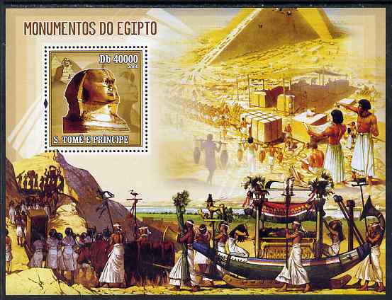 St Thomas & Prince Islands 2006 Monuments of Egypt perf souvenir sheet unmounted mint, Mi BL 529, stamps on , stamps on  stamps on tourism, stamps on  stamps on egyptology, stamps on  stamps on ships