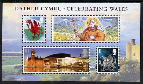 Great Britain 2009 Celebrating Wales perf m/sheet unmounted mint, stamps on dragons, stamps on mythology, stamps on saints