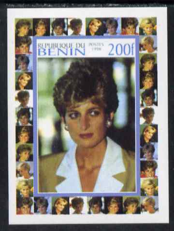 Benin 1998 Princess Diana Memoriam #3 - 200f individual imperf deluxe sheet unmounted mint. Note this item is privately produced and is offered purely on its thematic app..., stamps on diana, stamps on royalty