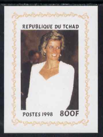 Chad 1998 Princess Diana Memoriam #7 - 800f individual imperf deluxe sheet unmounted mint. Note this item is privately produced and is offered purely on its thematic appeal. ., stamps on diana, stamps on royalty
