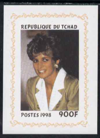 Chad 1998 Princess Diana Memoriam #8 - 900f individual imperf deluxe sheet unmounted mint. Note this item is privately produced and is offered purely on its thematic appeal. ., stamps on diana, stamps on royalty