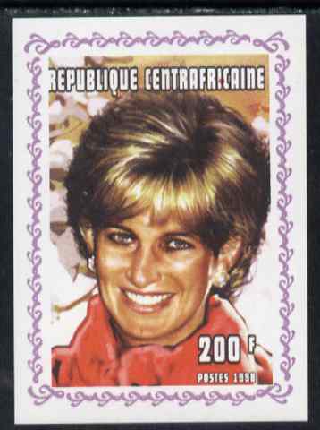 Central African Republic 1998 Princess Diana Memoriam #9 individual imperf deluxe sheet unmounted mint. Note this item is privately produced and is offered purely on its thematic appeal, stamps on diana, stamps on royalty