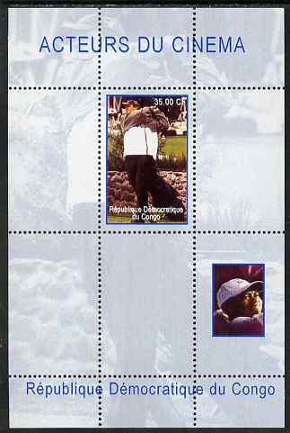 Congo 2000 Film Stars & Tiger Woods perf s/sheet #4 (Matt Damon) unmounted mint. Note this item is privately produced and is offered purely on its thematic appeal, stamps on personalities, stamps on movies, stamps on cinema, stamps on films, stamps on sport, stamps on golf