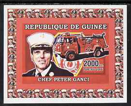 Guinea - Conakry 2006 Fire Trucks & Fire Fighters #2 individual imperf deluxe sheet (Chief Ganci) unmounted mint. Note this item is privately produced and is offered purely on its thematic appeal, as Yv 374, stamps on fire, stamps on personalities
