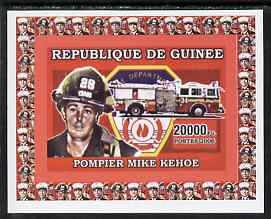 Guinea - Conakry 2006 Fire Trucks & Fire Fighters #3 individual imperf deluxe sheet (Mike Kehoe) unmounted mint. Note this item is privately produced and is offered purely on its thematic appeal, as Yv 375, stamps on fire, stamps on personalities