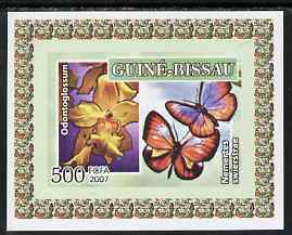 Guinea - Bissau 2007 Butterflies & Orchids individual imperf deluxe sheet #4 unmounted mint. Note this item is privately produced and is offered purely on its thematic appeal, stamps on butterflies, stamps on orchids, stamps on flowers