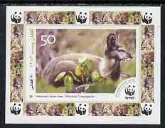 Afghanistan 2004 WWF - Himalayan Musk Deer individual imperf deluxe sheet #1 unmounted mint. Note this item is privately produced and is offered purely on its thematic ap..., stamps on animals, stamps on  wwf , stamps on deer