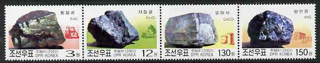 North Korea 2002 Minerals perf strip of 4 values unmounted mint, SG N4245-48, stamps on , stamps on  stamps on minerals