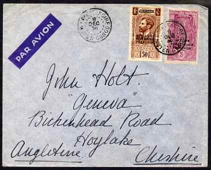 French Equatorial Africa 1936 cover to UK incl 3f value, stamps on 