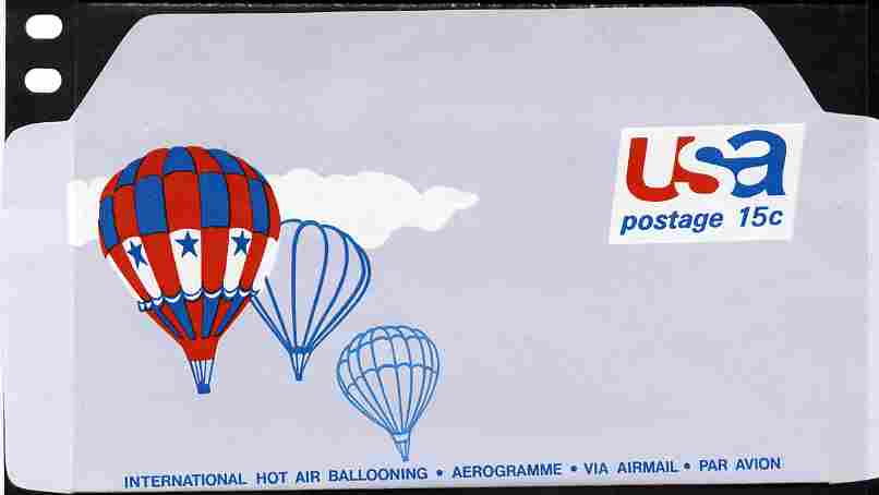 Aerogramme - United States 1970? Ballooning 15c air-letter sheet folded along fold lines otherwise unused and fine, stamps on , stamps on  stamps on balloons