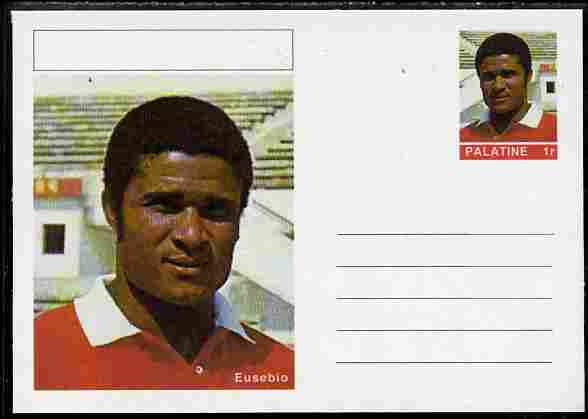 Palatine (Fantasy) Personalities - Eusebio (football) postal stationery card unused and fine, stamps on personalities, stamps on football