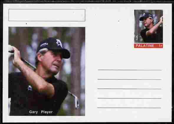 Palatine (Fantasy) Personalities - Gary Player (golf) postal stationery card unused and fine, stamps on personalities, stamps on sport, stamps on golf
