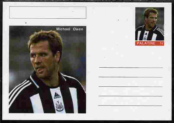Palatine (Fantasy) Personalities - Michael Owen (football) postal stationery card unused and fine, stamps on personalities, stamps on sport, stamps on football