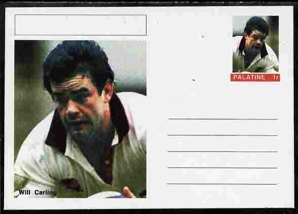 Palatine (Fantasy) Personalities - Will Carling (rugby) postal stationery card unused and fine, stamps on personalities, stamps on sport, stamps on rugby