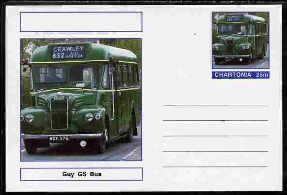 Chartonia (Fantasy) Buses & Trams - Guy GS Bus postal stationery card unused and fine, stamps on transport, stamps on buses