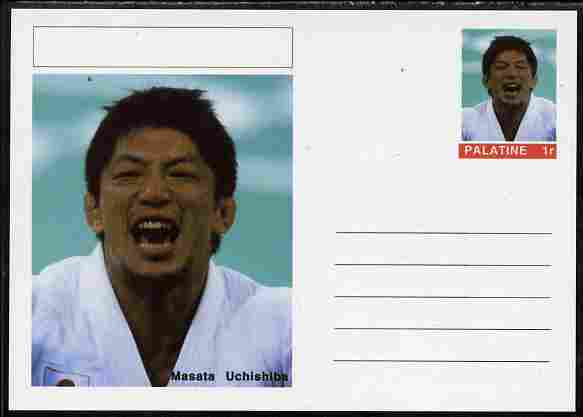 Palatine (Fantasy) Personalities - Masata Uchishiba (judo) postal stationery card unused and fine, stamps on personalities, stamps on sport, stamps on judo, stamps on martial arts