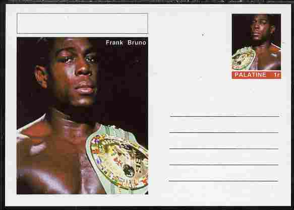 Palatine (Fantasy) Personalities - Frank Bruno (boxing) postal stationery card unused and fine, stamps on personalities, stamps on sport, stamps on boxing