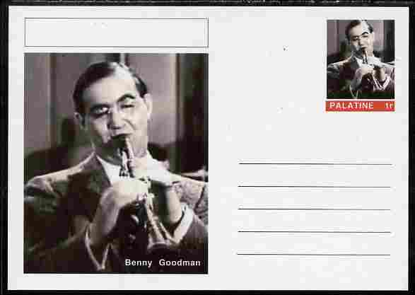 Palatine (Fantasy) Personalities - Benny Goodman postal stationery card unused and fine, stamps on personalities, stamps on music, stamps on jazz