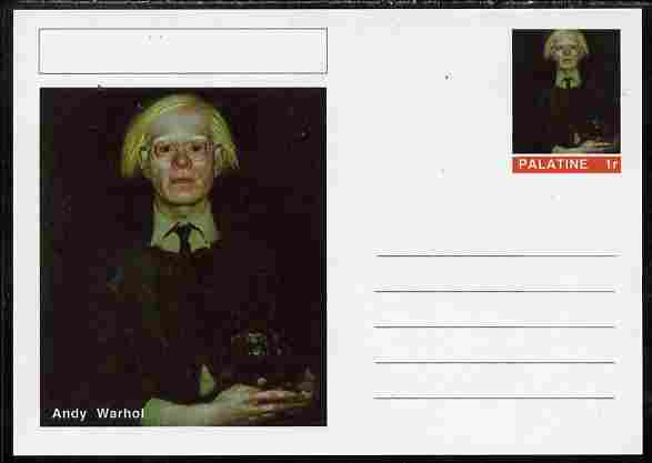 Palatine (Fantasy) Personalities - Andy Warhol postal stationery card unused and fine, stamps on personalities, stamps on arts, stamps on warhol