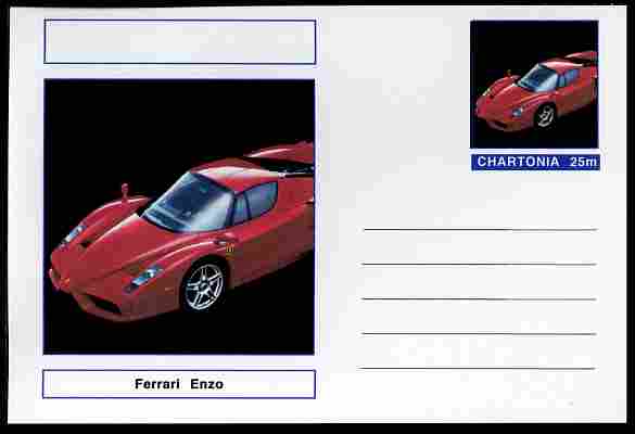 Chartonia (Fantasy) Cars - 2003 Ferrari Enzo postal stationery card unused and fine, stamps on transport, stamps on cars, stamps on ferrari