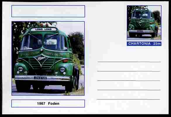 Chartonia (Fantasy) Trucks - Foden (1967) postal stationery card unused and fine, stamps on transport, stamps on trucks, stamps on foden
