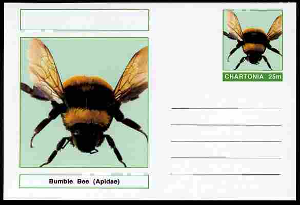 Chartonia (Fantasy) Insects - Bumble Bee (Apidae) postal stationery card unused and fine, stamps on insects, stamps on bees, stamps on honey