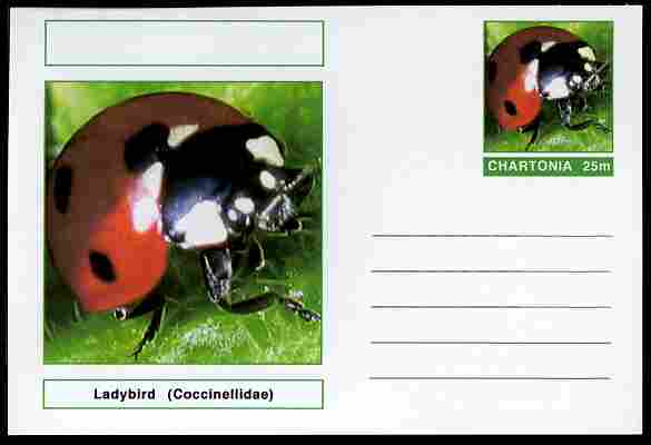 Chartonia (Fantasy) Insects - Ladybird (Coccinellidae) postal stationery card unused and fine, stamps on insects, stamps on beetles