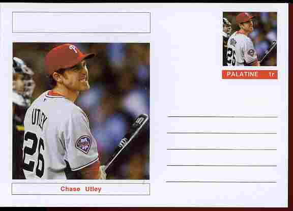 Palatine (Fantasy) Personalities - Chase Utley (baseball) postal stationery card unused and fine, stamps on personalities, stamps on sport, stamps on baseball