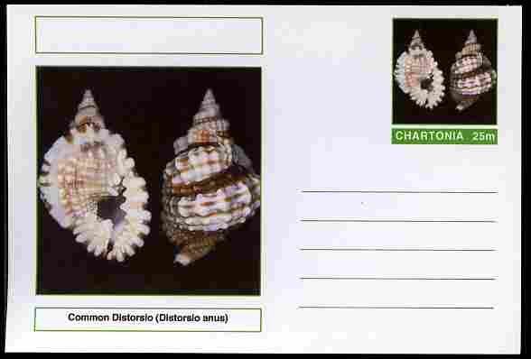 Chartonia (Fantasy) Shells - Common Distorsio (Distorsio anus) postal stationery card unused and fine, stamps on marine life, stamps on shells