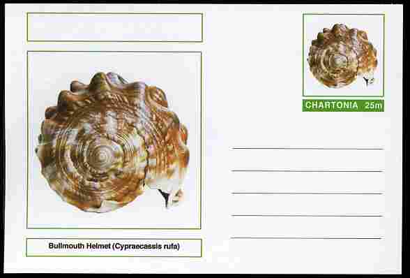 Chartonia (Fantasy) Shells - Bullmouth Helmet (Cypraecassis rufa) postal stationery card unused and fine, stamps on marine life, stamps on shells