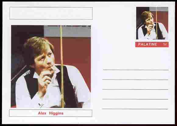 Palatine (Fantasy) Personalities - Alex Higgins (snooker) postal stationery card unused and fine, stamps on personalities, stamps on sport, stamps on snooker