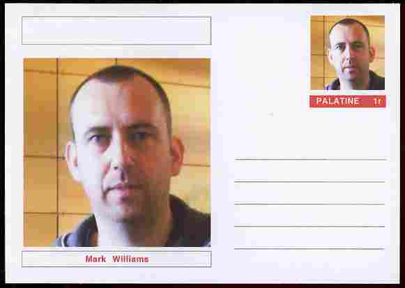 Palatine (Fantasy) Personalities - Mark Williams (snooker) postal stationery card unused and fine, stamps on , stamps on  stamps on personalities, stamps on  stamps on sport, stamps on  stamps on snooker