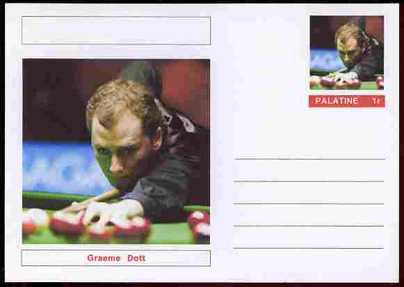 Palatine (Fantasy) Personalities - Graeme Dott (snooker) postal stationery card unused and fine, stamps on personalities, stamps on sport, stamps on snooker
