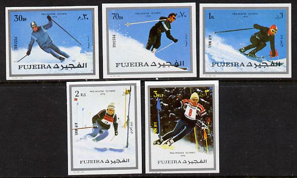 Fujeira 1972 Winter Olympics imperf set of 5 unmounted mint, Mi 1338-42B, stamps on sport     skiing    olympics