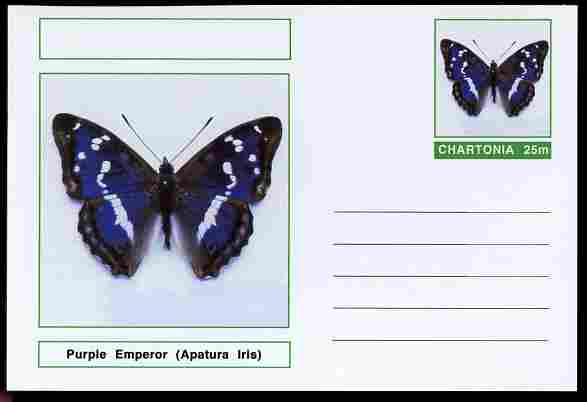 Chartonia (Fantasy) Butterflies - Purple Emperor (Apatura Iris) postal stationery card unused and fine, stamps on insects, stamps on butterflies