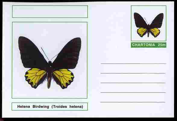 Chartonia (Fantasy) Butterflies - Helena Birdwing (Troides helena) postal stationery card unused and fine, stamps on insects, stamps on butterflies