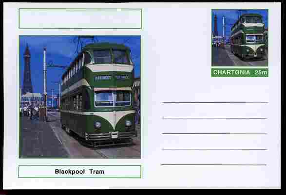 Chartonia (Fantasy) Buses & Trams - Blackpool Tram postal stationery card unused and fine, stamps on transport, stamps on trams