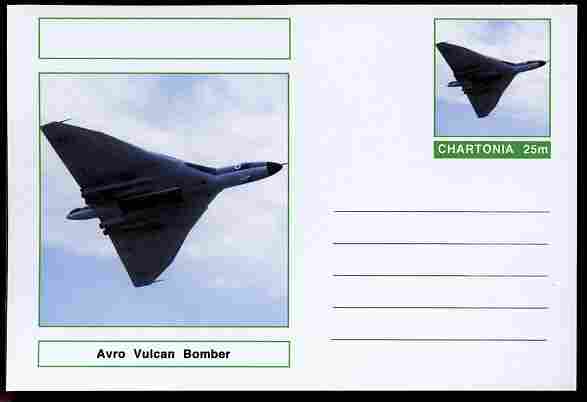 Chartonia (Fantasy) Aircraft - Avro Vulcan postal stationery card unused and fine, stamps on transport, stamps on aviation