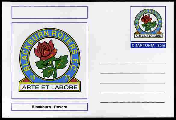 Chartonia (Fantasy) Football Club Badges - Blackburn Rovers postal stationery card unused and fine, stamps on sport, stamps on football