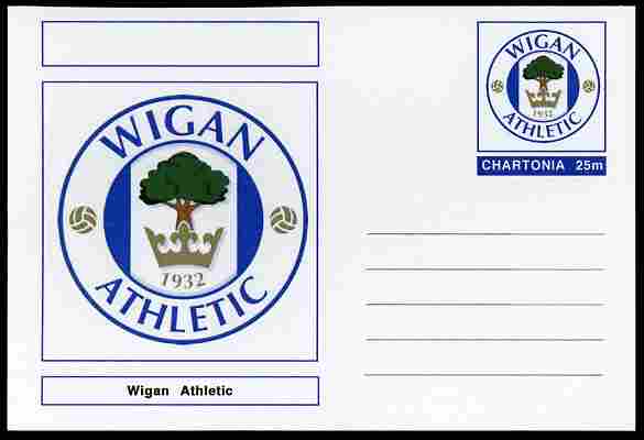 Chartonia (Fantasy) Football Club Badges - Wigan Athletic postal stationery card unused and fine, stamps on sport, stamps on football