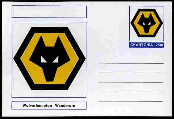 Chartonia (Fantasy) Football Club Badges - Wolverhampton Wanderers postal stationery card unused and fine, stamps on sport, stamps on football
