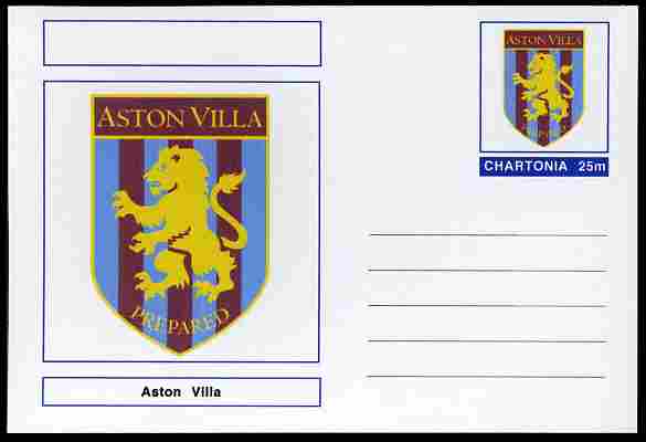Chartonia (Fantasy) Football Club Badges - Aston Villa postal stationery card unused and fine, stamps on sport, stamps on football