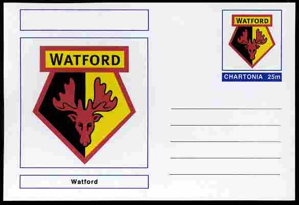 Chartonia (Fantasy) Football Club Badges - Watford postal stationery card unused and fine, stamps on sport, stamps on football