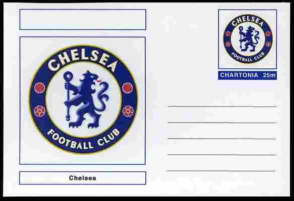 Chartonia (Fantasy) Football Club Badges - Chelsea postal stationery card unused and fine, stamps on sport, stamps on football