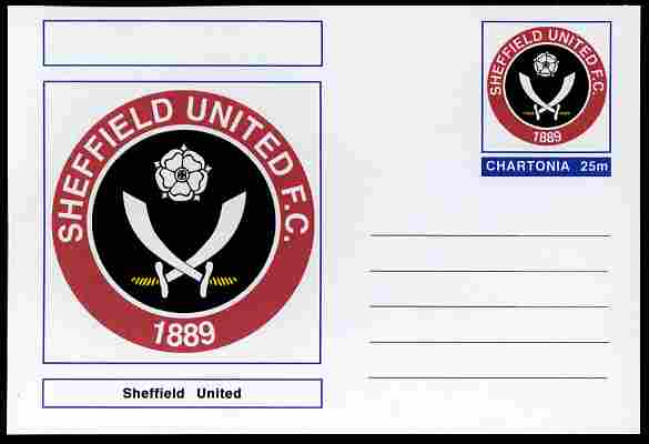Chartonia (Fantasy) Football Club Badges - Sheffield United postal stationery card unused and fine, stamps on sport, stamps on football