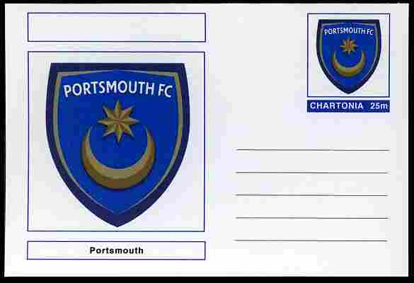Chartonia (Fantasy) Football Club Badges - Portsmouth postal stationery card unused and fine, stamps on sport, stamps on football