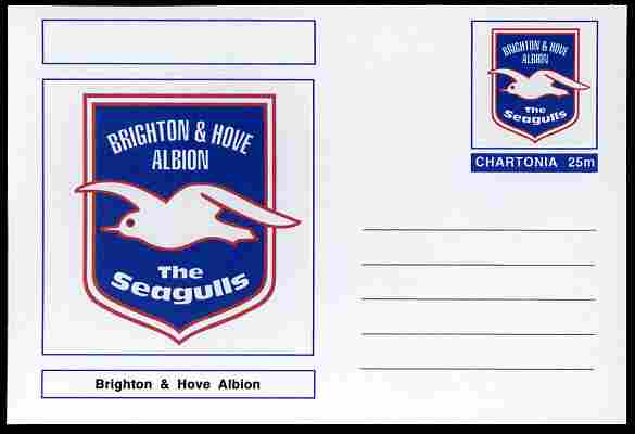 Chartonia (Fantasy) Football Club Badges - Brighton & Hove Albion postal stationery card unused and fine, stamps on sport, stamps on football