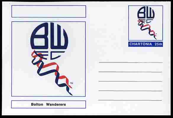 Chartonia (Fantasy) Football Club Badges - Bolton Wanderers postal stationery card unused and fine, stamps on sport, stamps on football