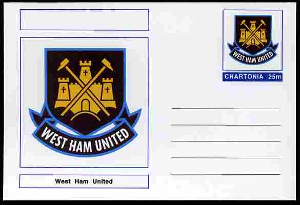 Chartonia (Fantasy) Football Club Badges - West Ham United postal stationery card unused and fine, stamps on sport, stamps on football
