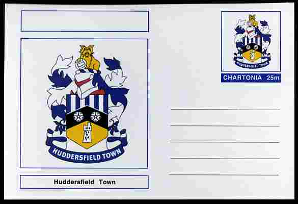 Chartonia (Fantasy) Football Club Badges - Huddersfield Town postal stationery card unused and fine, stamps on sport, stamps on football